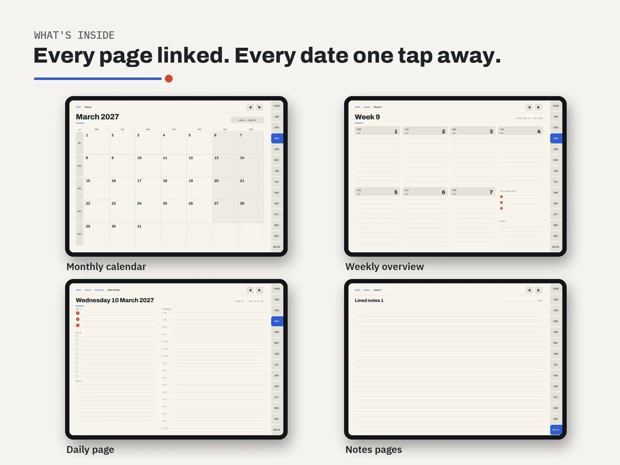 2027 Digital Planner: inside pages