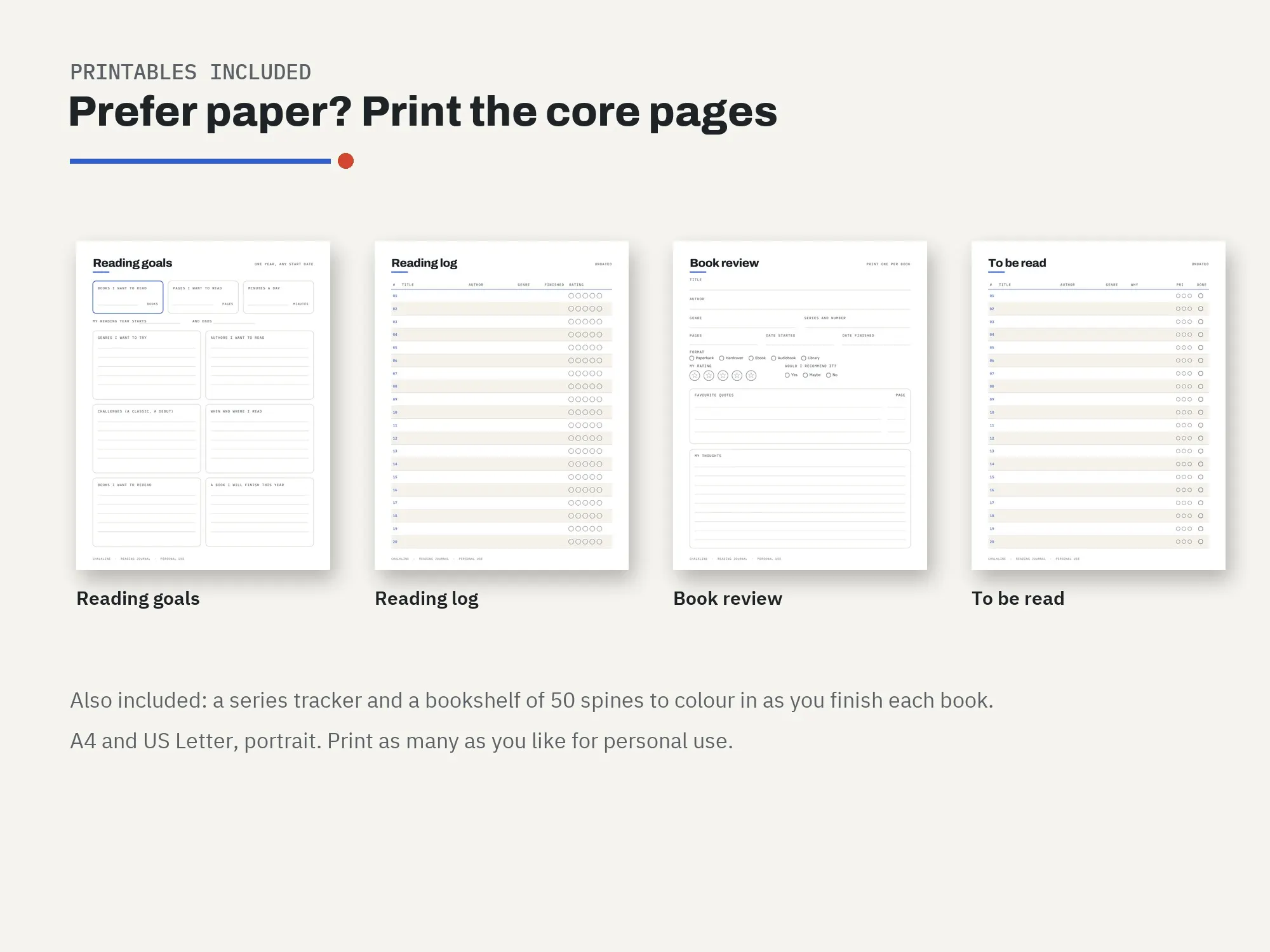 Digital Reading Journal: printables